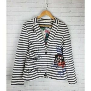 Desigual Striped Graffiti Jacket Blazer Size US 12